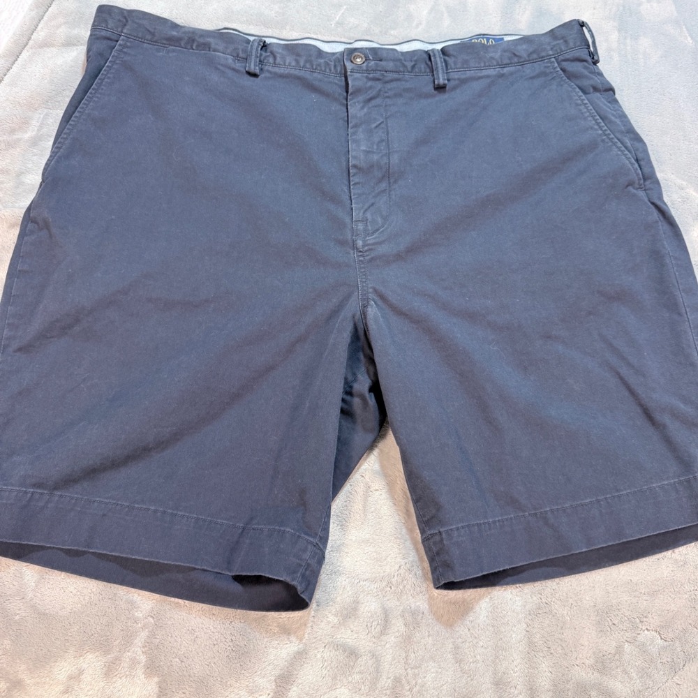 Polo Ralph Lauren‎ Men Navy Blue Chino Classic Fit Shorts Size 42 Flat Front
